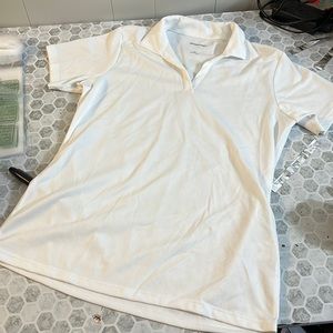 Sport Tek Medium White Short Sleeve Collared Polo Shirt